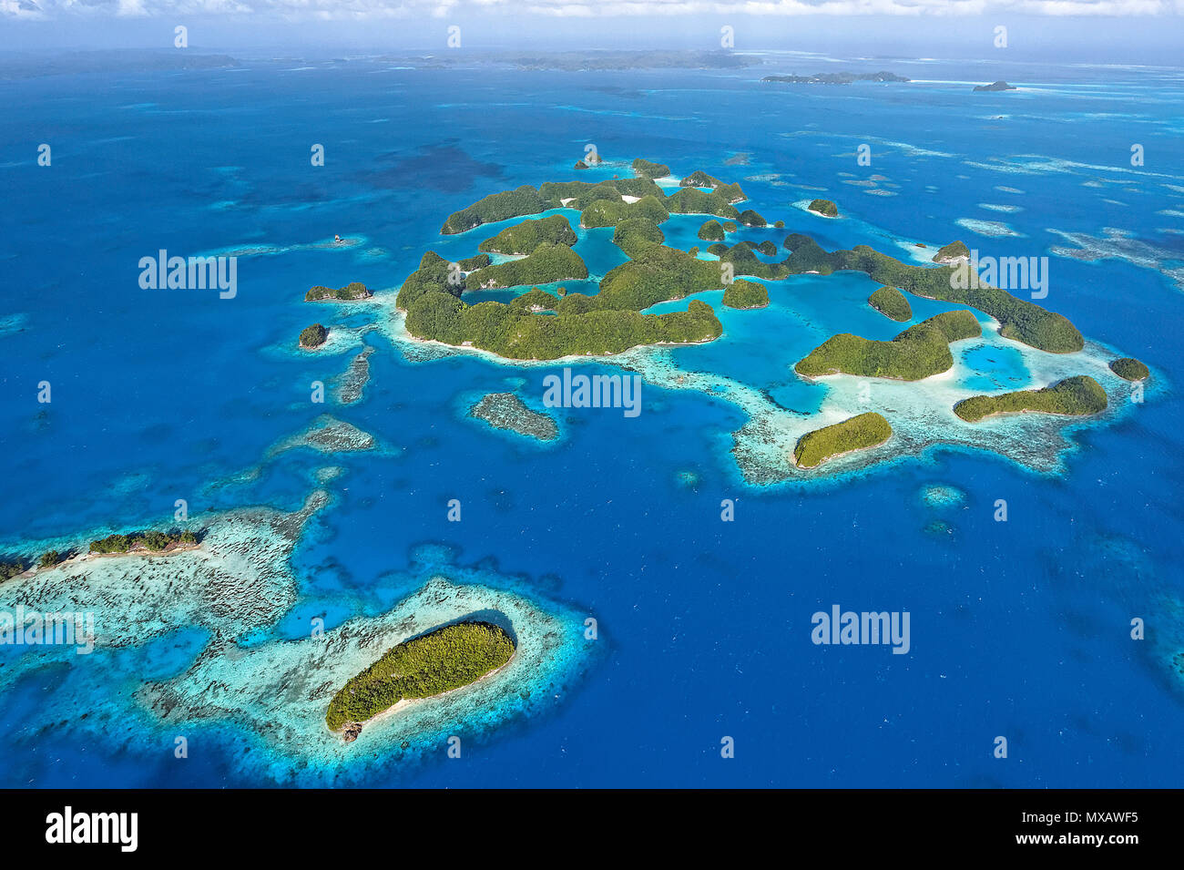 Luftaufnahme von den Rock Islands, Palau, Mikronesien, Asien | Luftaufnahme von Rock Islands, Palau, Mikronesien, Asien Stockfoto
