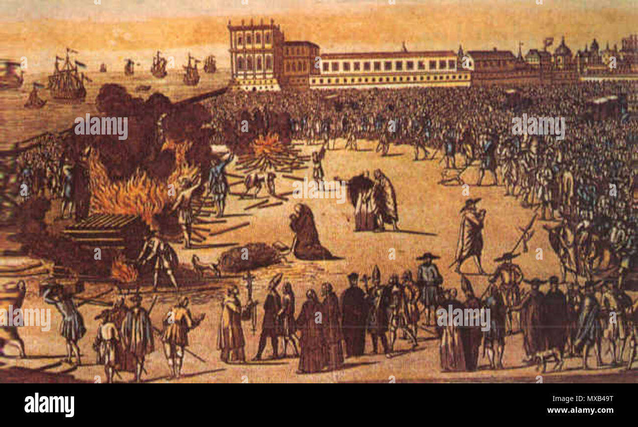 . Englisch: Brennen der Juden in Portugal 1497. Vermutlich aus dem 16. Jahrhundert. Unbekannt 298 Inquis1 Stockfoto