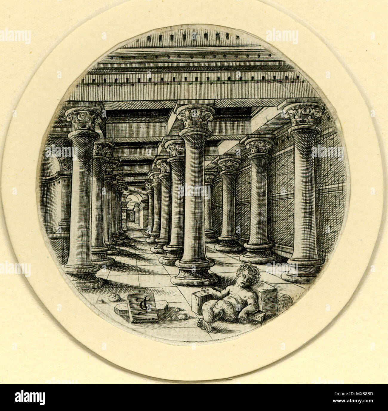 . Français: enfant dans la Galerie, Tiefdruck du Maître JG. British Museum. Vom 3. März 2015. Maître JG 316 JG, enfant dans la Galerie, British Museum Stockfoto