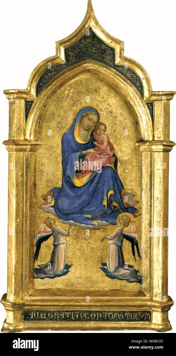 . Englisch: Lorenzo Monaco, die Madonna der Demut MIT ZWEI ENGEL, 1420. Liehtenstein Museum. 25 Februar 2008, 23:56:16 18 7 Lorenzo Monaco, die Madonna der Demut MIT ZWEI ENGEL, 1420. Liehtenstein Museum Stockfoto