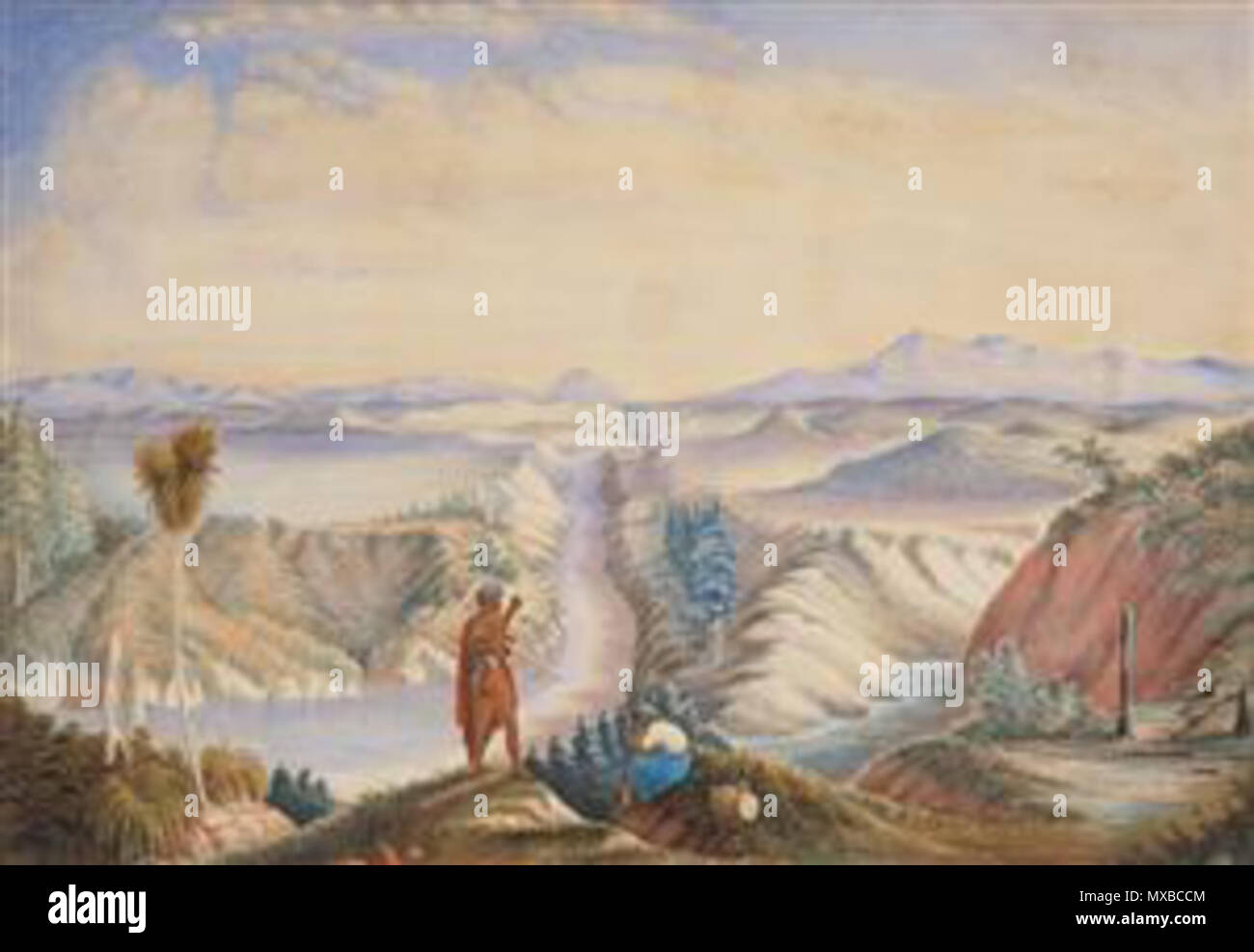 . Englisch: Die Kreuzung der Karapiro Stream und Waikato River Teekocher Rolle Datum von Tempsky, Gustavus Maler ca. 1864 Medium Zusammenfassung Materialien Aquarell, aquarell papier Abmessungen Bild 338 (Höhe) x 488 (Länge) mm-Unterstützung 338 (Höhe) x 488 (Länge) mm Klassifizierung Aquarelle, Landschaften Registriernummer 1977-0003-1 Credit Line 1977 mit Ellen Eames Collection Fonds und auf die Unterstützung durch eine besondere Zuwendung. Um 1860 gekauft. Gustavus von Tempsky 335 Karapiro Stream-Waikato Fluss Stockfoto