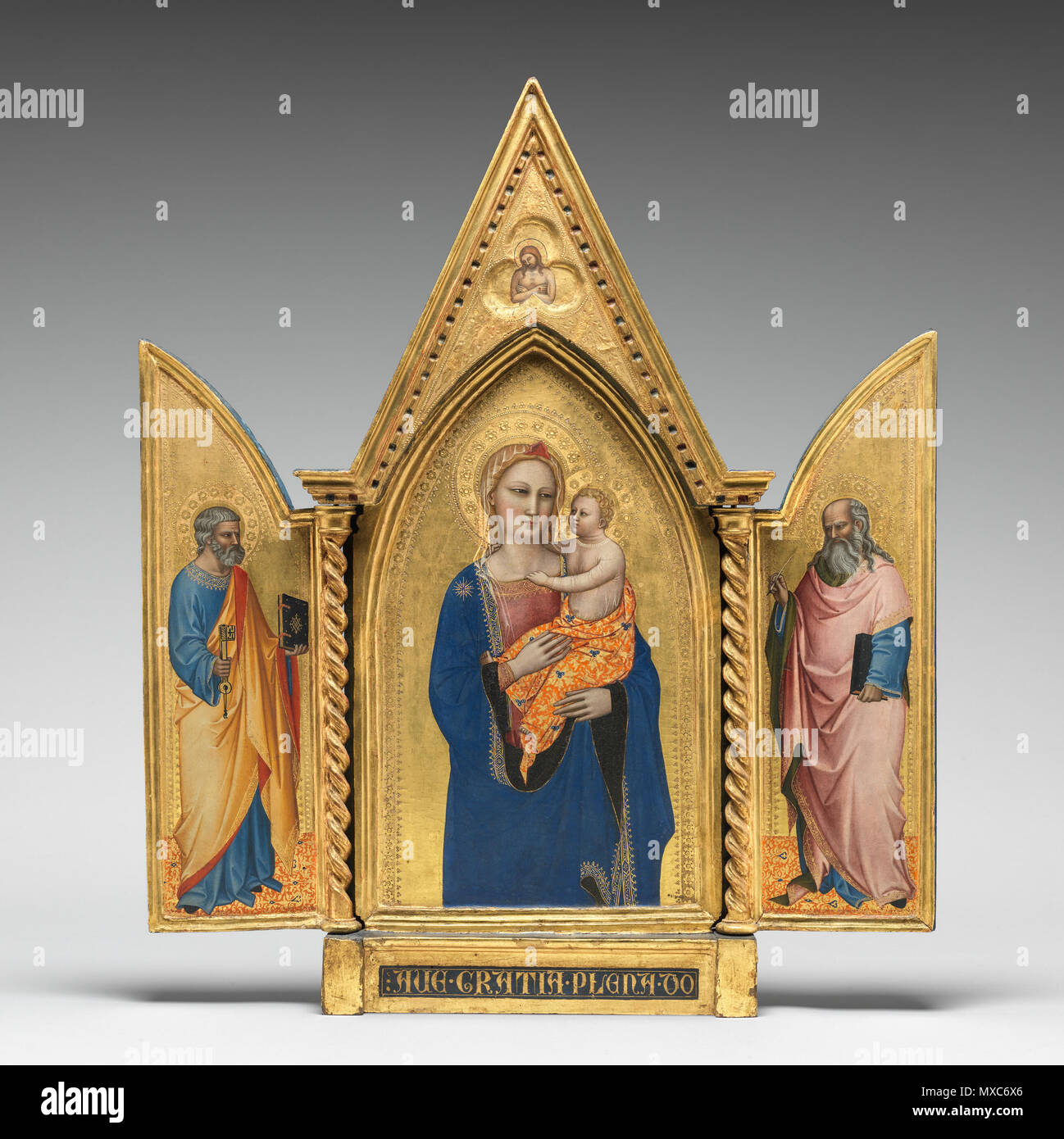 . Der heilige Petrus [Links]. ca. 1360 386 Madonna mit Kind, mit der Mann der Schmerzen (Mitte) B 32780 Stockfoto