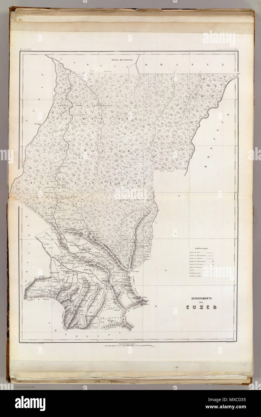 . Español: Mapa de Cuzco. 1865. Mariano Felipe Paz Soldan 414 MFP-D-Cuzco Stockfoto