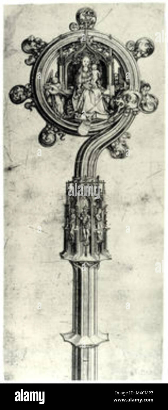 . Deutsch: Martin Schongauer, der Bischofsstab, Kupferstich, Lehrs 105. 8. April 2014, 18:51:55. Martin Schongauer (1448 - 1491) Beschreibung Deutsche Maler und Graveur Geburtsdatum / Tod ca. 1450 vom 2. Februar 1491 Ort der Geburt / Todes Colmar Breisach Arbeitsort Colmar, Breisach Authority control: Q 155575 VIAF: 166391275 ISNI: 0000 0001 2128 7926 ULAN: 500028143 LCCN: n 79021853 WGA: SCHONGAUER, Martin WorldCat 403 Martin Schongauer-Der bischofsstab (L105) Stockfoto