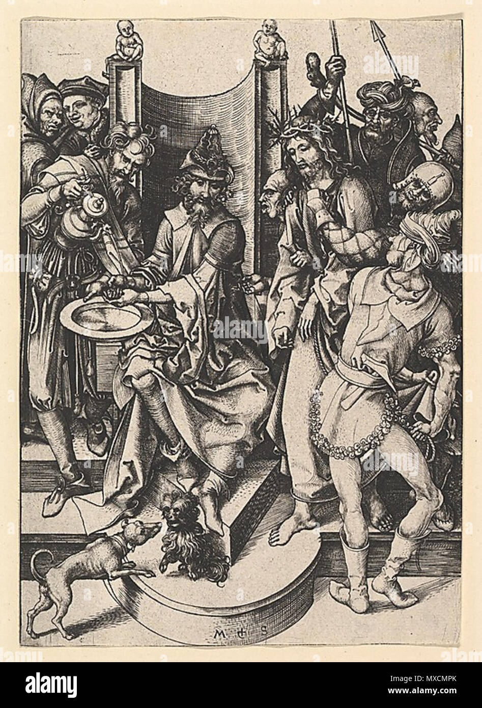 . Englisch: Martin Schongauer, Handwaschung des Pilatus, Kupferstich, Lehrs 24 sterben. 8. April 2014, 20:35:13. Martin Schongauer (1448 - 1491) Beschreibung Deutsche Maler und Graveur Geburtsdatum / Tod ca. 1450 vom 2. Februar 1491 Ort der Geburt / Todes Colmar Breisach Arbeitsort Colmar, Breisach Authority control: Q 155575 VIAF: 166391275 ISNI: 0000 0001 2128 7926 ULAN: 500028143 LCCN: n 79021853 WGA: SCHONGAUER, Martin WorldCat 403 Martin Schongauer - Sterben Handwaschung des Pilatus (L24) Stockfoto