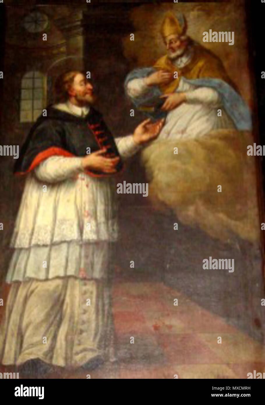 . Englisch: Saint Martin von Leon mit Saint Isidore, der ihm erscheint. Malerei des Barock. 17. Jahrhundert. Unbekannt, Spanisch 404 MartinLeo 17. Stockfoto