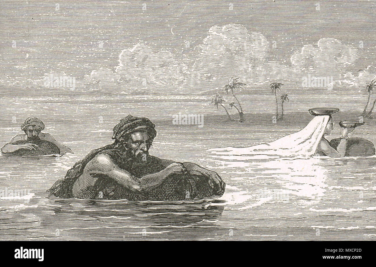 Araber Überquerung des Flusses Tigris einem aufgeblasenen Tierhäuten, Abbildung 19. Stockfoto