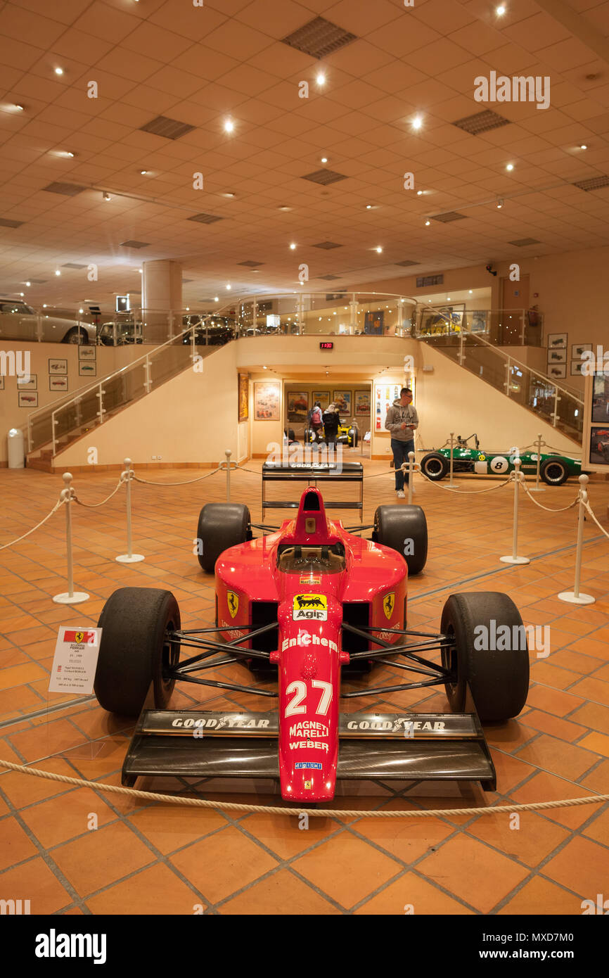 Monaco Top Cars Collection Automobile Museum, Scuderia Ferrari 640 Formel 1 (1989), die Ausstellung der HSH der Prinz von Monaco Oldtimer Collection Stockfoto