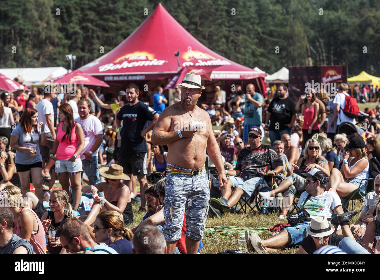 Fans im Sommer Musikfestival Ceske Hrady, Tschechische Republik Stockfoto