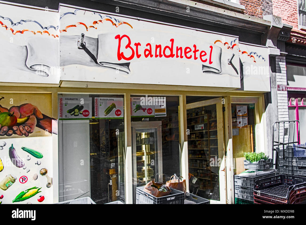 Brandnetel-bio Shop in Leiden Stockfoto