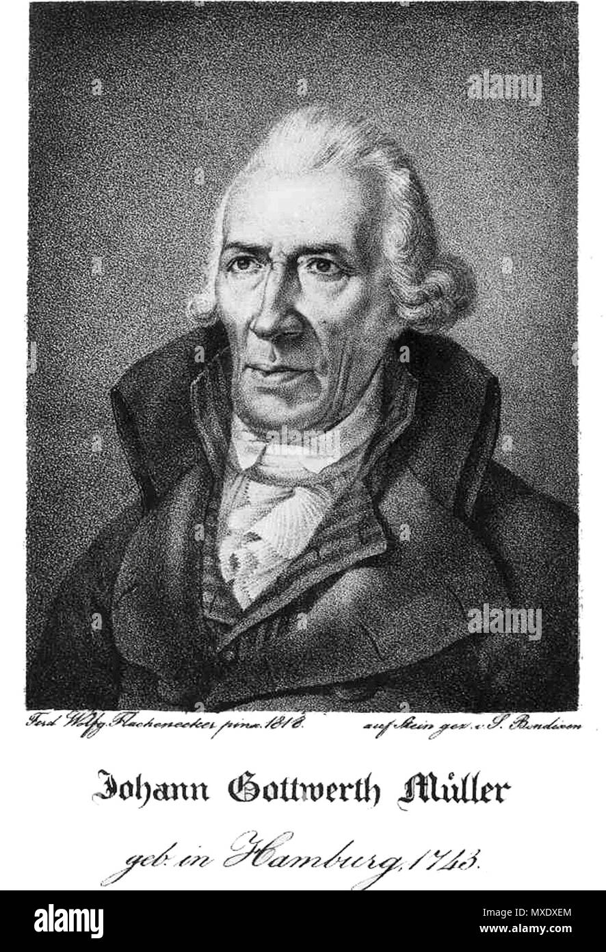 . Johann Gottwerth Müller (gest. 1828), gezeichnet von Ferdinand Wolfgang Flachenecker 1818, Stein gez. von S. Bendixen, Stadtarchiv Itzehoe. 1818. Ferdinand Wolfgang Flachenecker 432 Mueller Johann Gottwerth Stockfoto