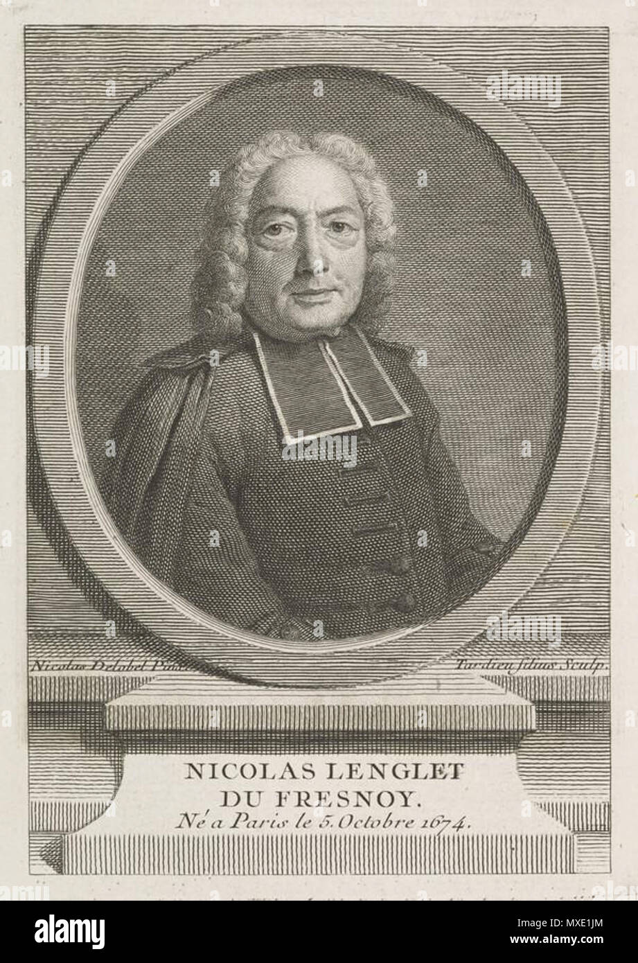 . Englisch: Portrait von Nicolas Lenglet Du Fresnoy (1674-1755). Gravur. English: Porträt des Nicolas Lenglet Du Fresnoy (1674-1755). Kupferstich. Français: Portrait de Nicolas Lenglet Du Fresnoy (1674-1755). Tiefdruck. . Http://lsj.hautetfort.com/livres en Debat- 444 Nicolas Lenglet Du Fresnoy Stockfoto
