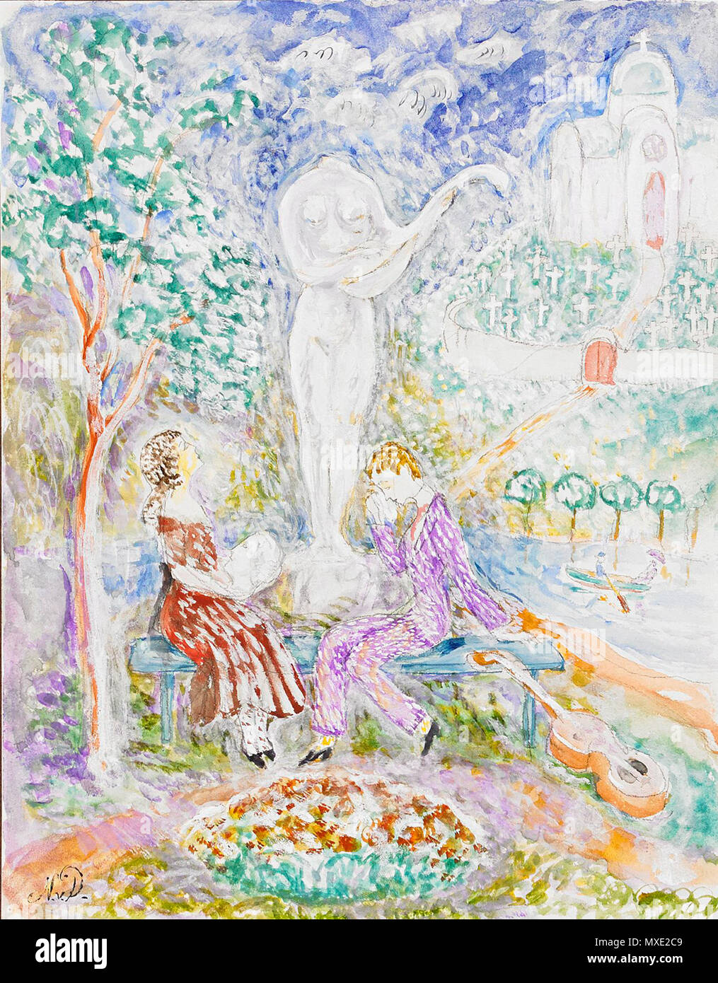 446 Nils Dardel-den sönderslagna statyn Stockfoto