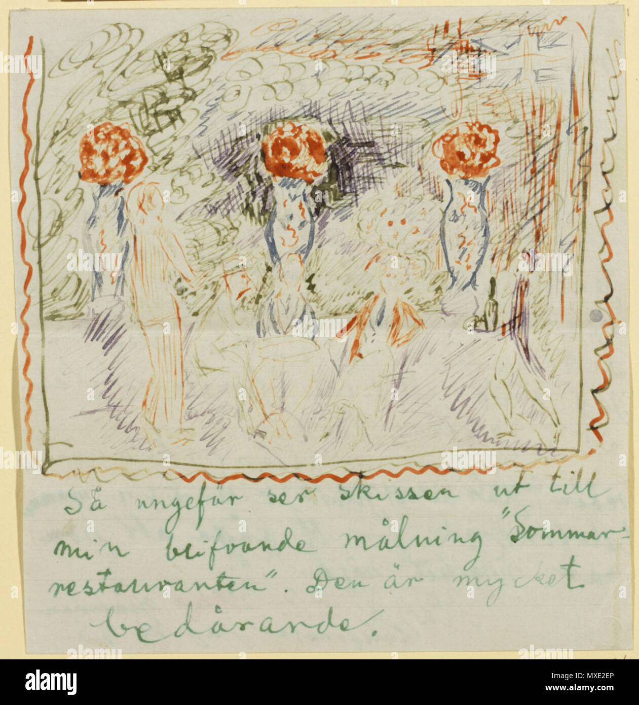 446 Nils Dardel - Sommarrestaurangen" Eté de Schweden" Stockfoto