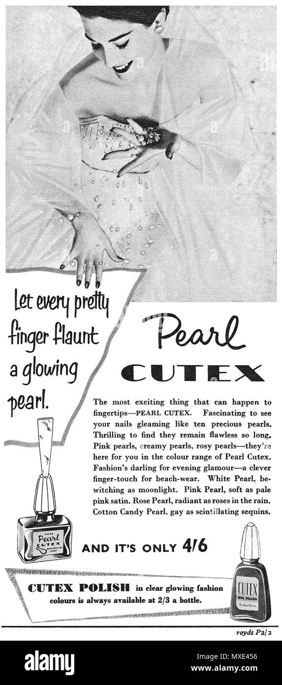 1955 britischen Werbung für cutex Nagellack. Stockfoto