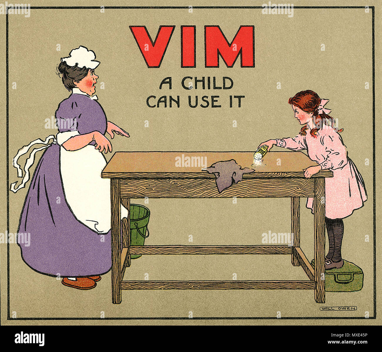 Vintage promotional Magazin ein für VIM-Haushaltsreiniger, illustriert von wird Owen. Stockfoto