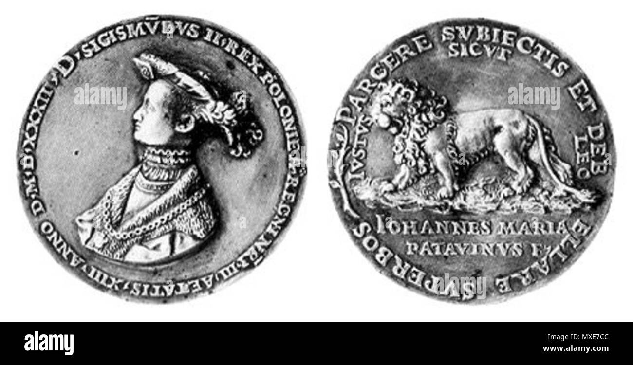 . Polski: Medaille Zygmunta Augusta. 1532. Giovanni Maria Padovano 463 Padovano - Medaille Zygmunta Augusta Stockfoto