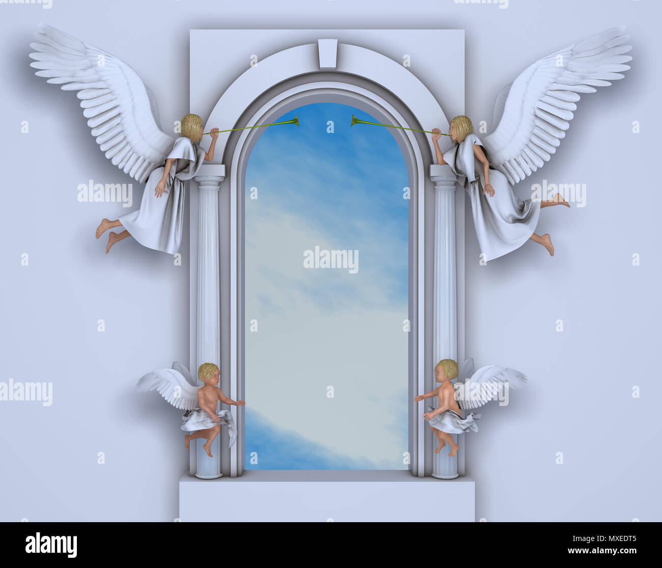 Portal mit Engel und Engelchen Stockfoto