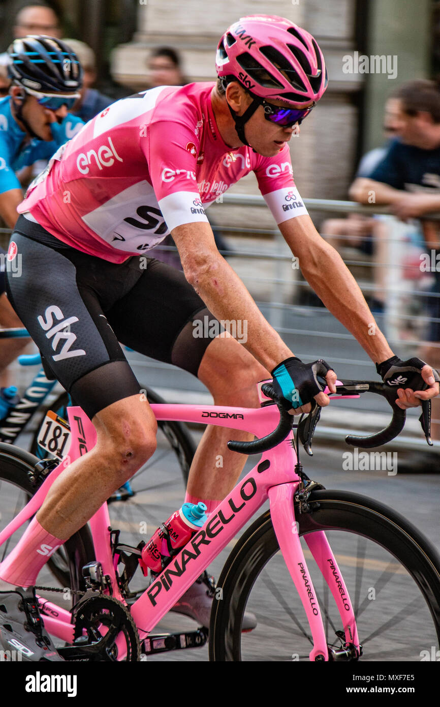 Rom, Italien - Mai 27,2018: Chriss Froome während der letzten Phase, in Rom, der 101Th Edition des Giro d'Italia Stockfoto