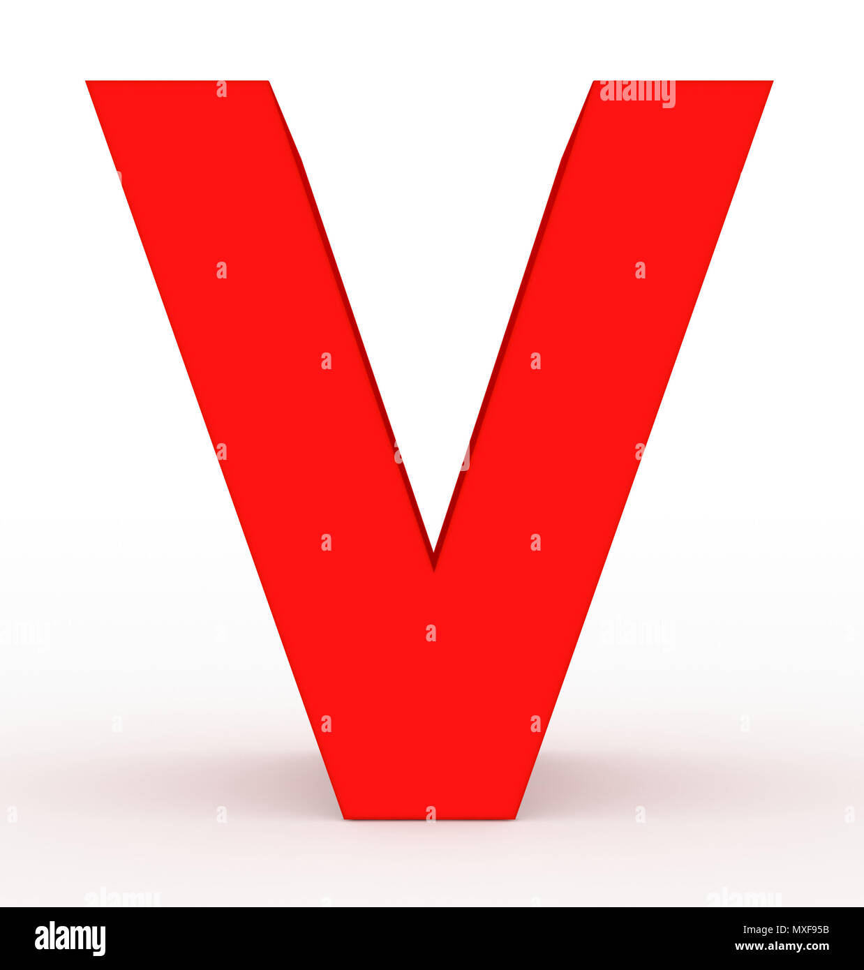 Buchstabe V 3d Rot Isoliert Auf Weiss 3d Rendering Stockfotografie Alamy