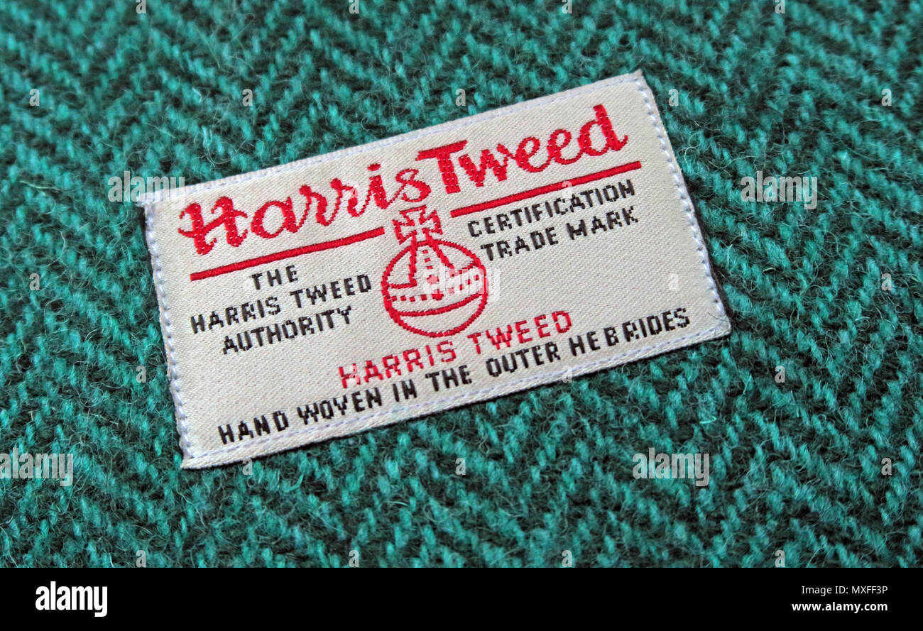Harris Tweed Behörde, zertifizierte Marke, Handgewebte auf den Äußeren Hebriden - Stockfoto