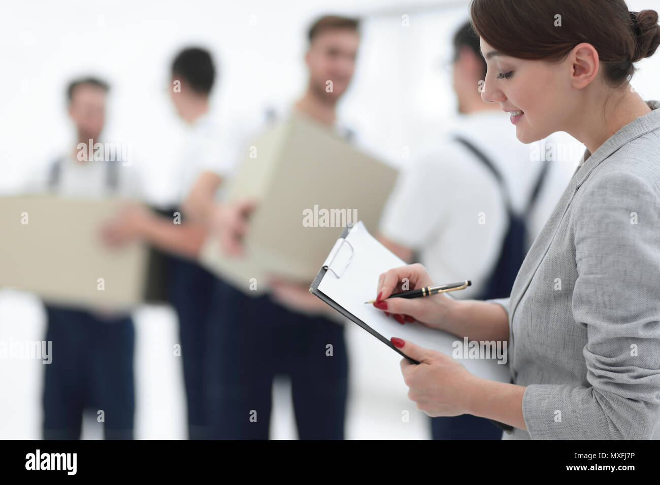 Ein Team von Fachleuten in Cargo Transport, Stockfoto