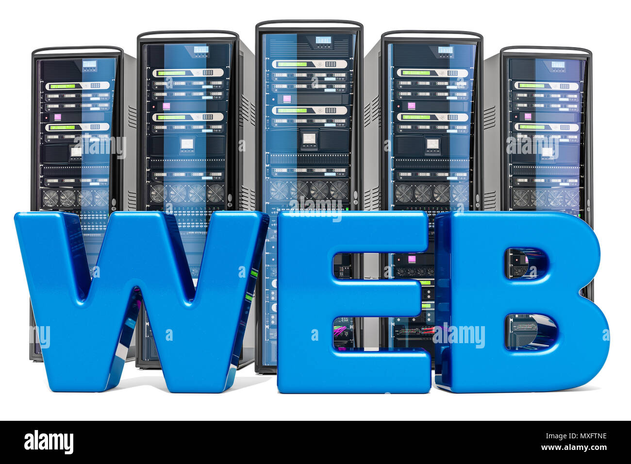 Computer, Server, Web Konzept. 3D-Rendering auf weißem Hintergrund Stockfoto
