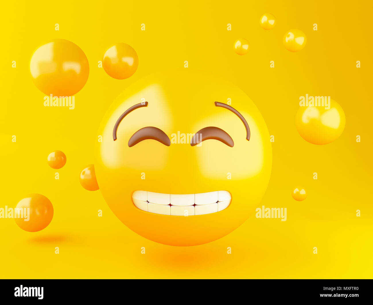 3D Illustration. Emoji Icons mit Mimik. Social-Media-Konzept. Stockfoto