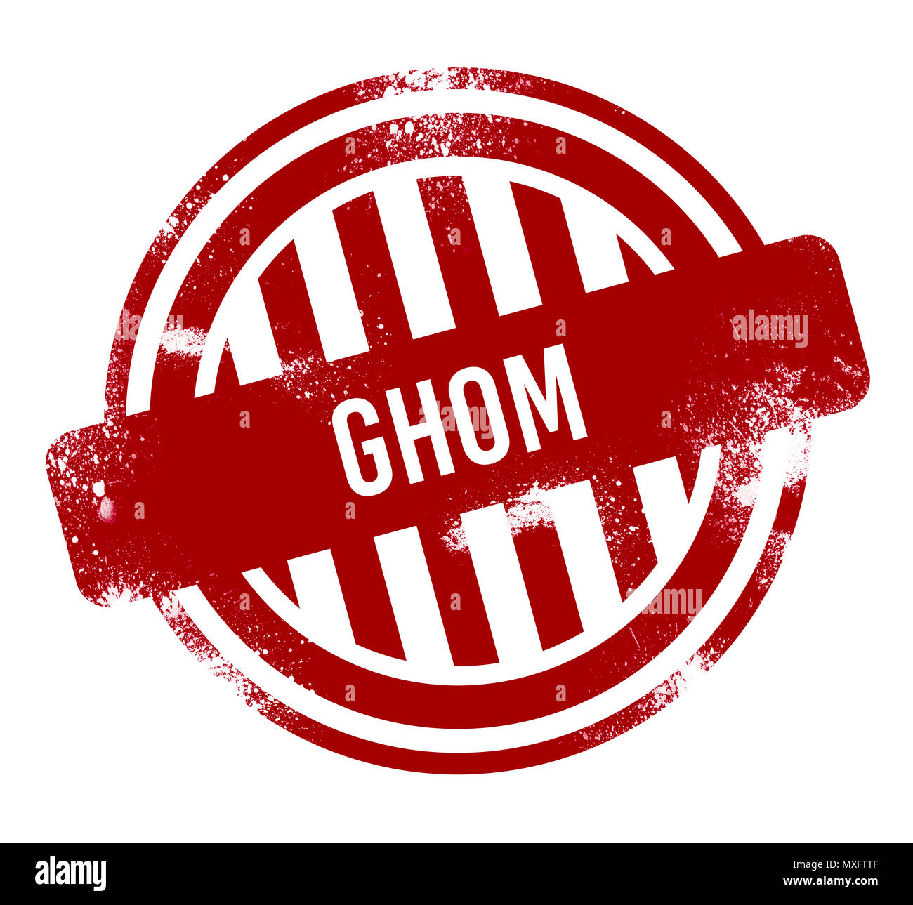 Ghom - Rot grunge-Taste, Stempel Stockfoto