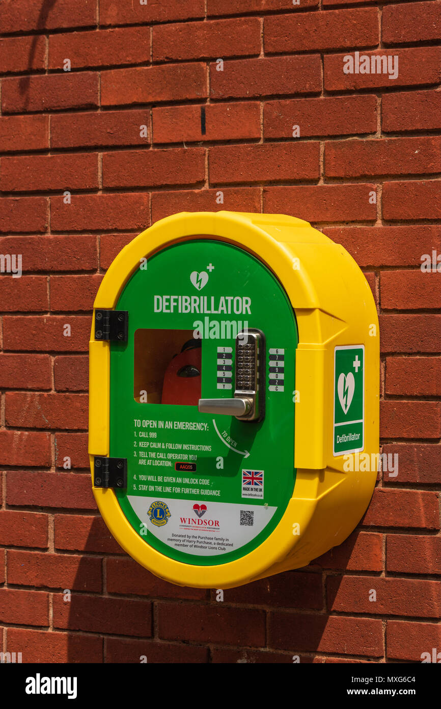 Die Gemeinschaft Defibrillator in Windsor. Stockfoto