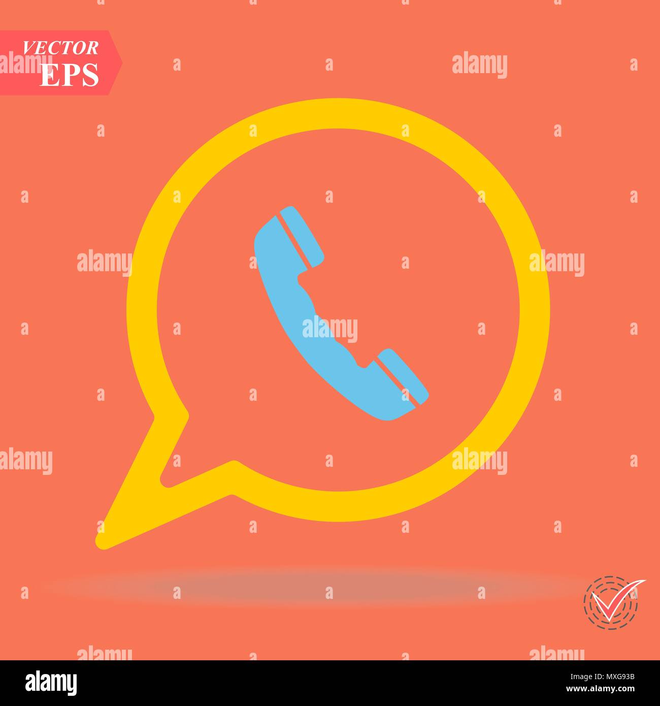 Telefon Vektor icon. Kontakte, Call Center auf orange Hintergrund isoliert.  Flaches Design Stil eps 10 Stock-Vektorgrafik - Alamy