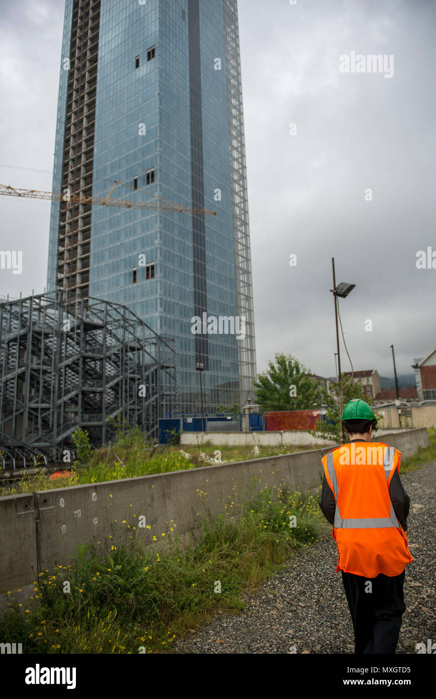 Juni 4, 2018 - Turin, Italy-June 4, 2018: Regione Skyscraper Presse Besuch der Baustelle Credit: Stefano Guidi/ZUMA Draht/Alamy leben Nachrichten Stockfoto
