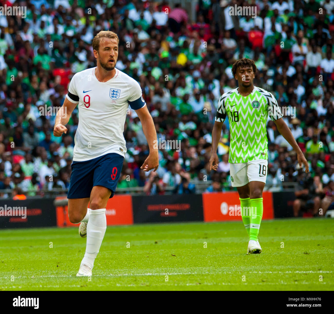 Wembley, Großbritannien. 2. Juni 2018. ENGLAND nahm auf Nigeria, wie sie für die Weltmeisterschaft in diesem Sommer vorbereiten. England gewann das Spiel 2 - 1. Stockfoto