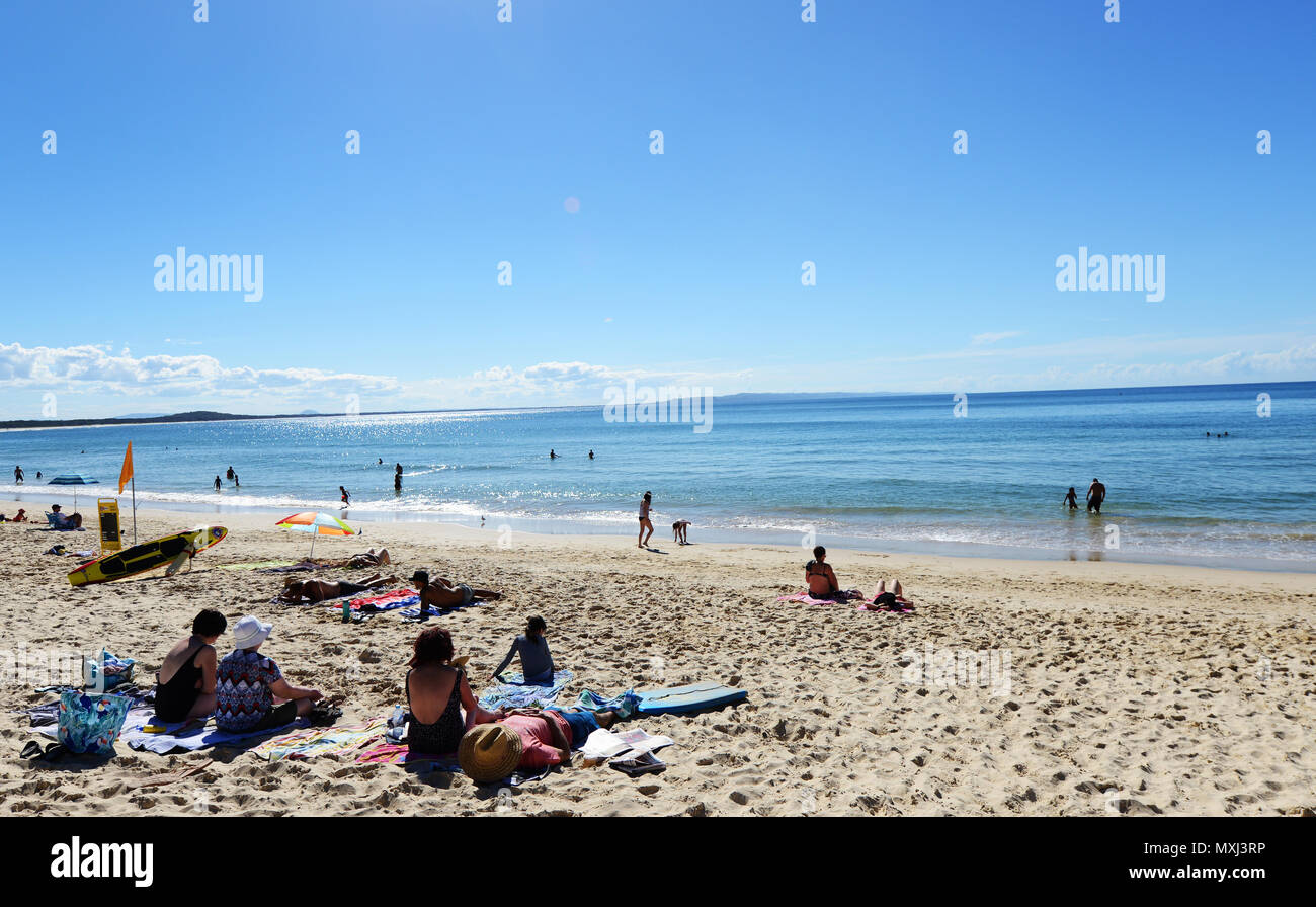 Die schönen weißen Sandstrand in Noosa Heads. Stockfoto