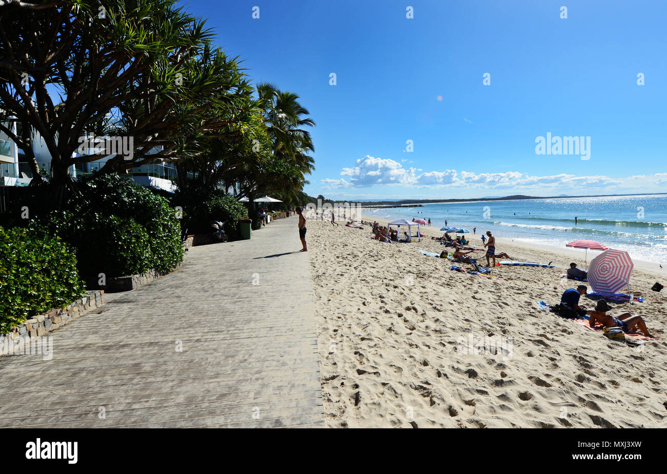 Die schönen weißen Sandstrand in Noosa Heads. Stockfoto
