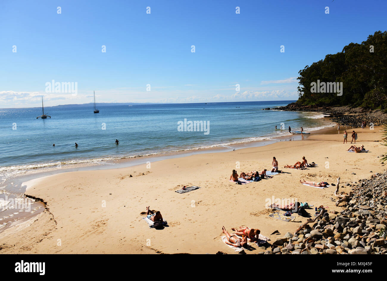 Die schönen weißen Sandstrand in Noosa Heads. Stockfoto