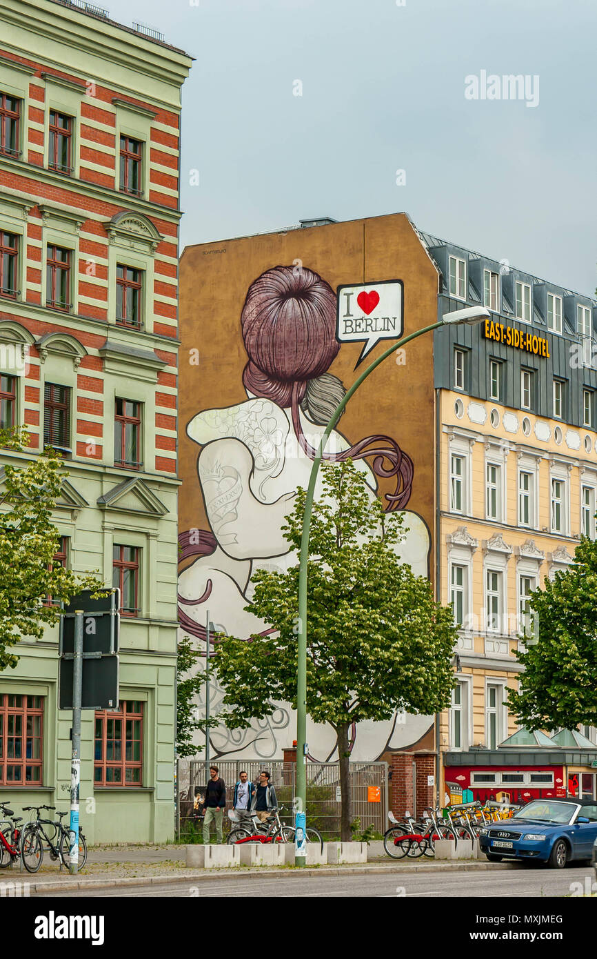 "Ich liebe die Berliner Graffiti Stockfoto