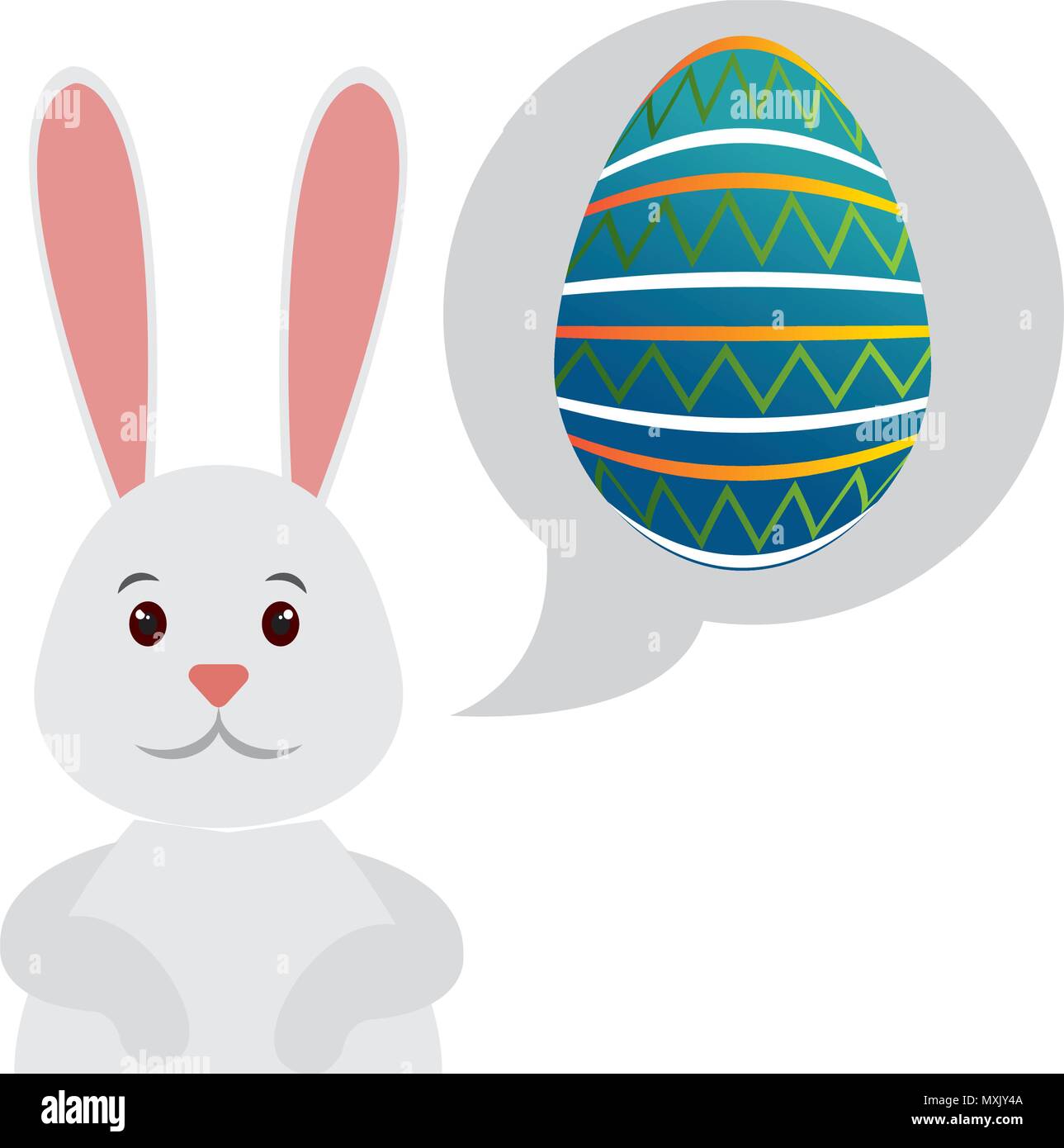 Susse Osterhase Mit Ei Schmerz In Sprechblase Vector Illustration Design Stock Vektorgrafik Alamy