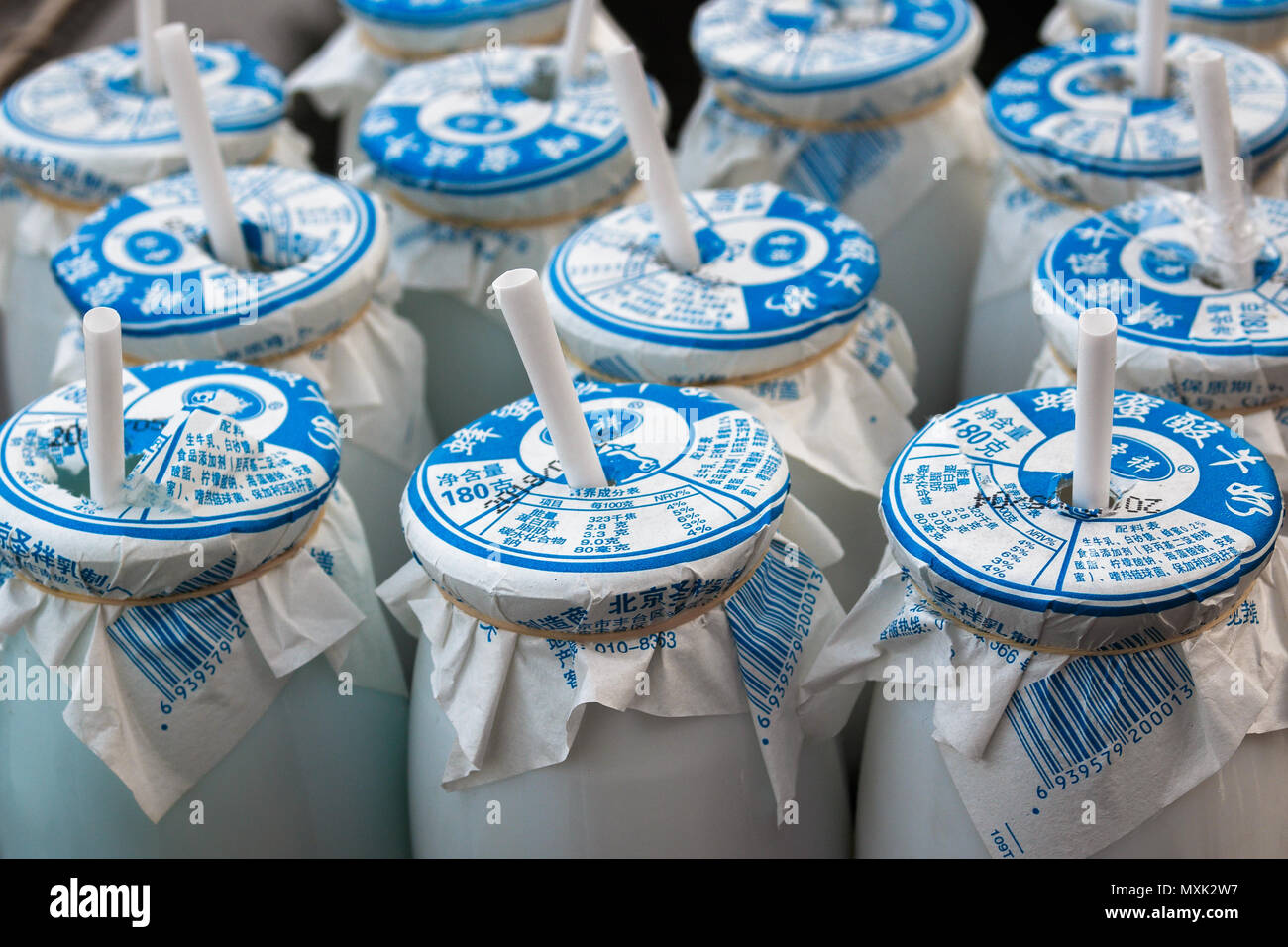 Chinesische Joghurt auf dem Platz der Olympic Park der Hauptstadt von China Peking Stockfoto