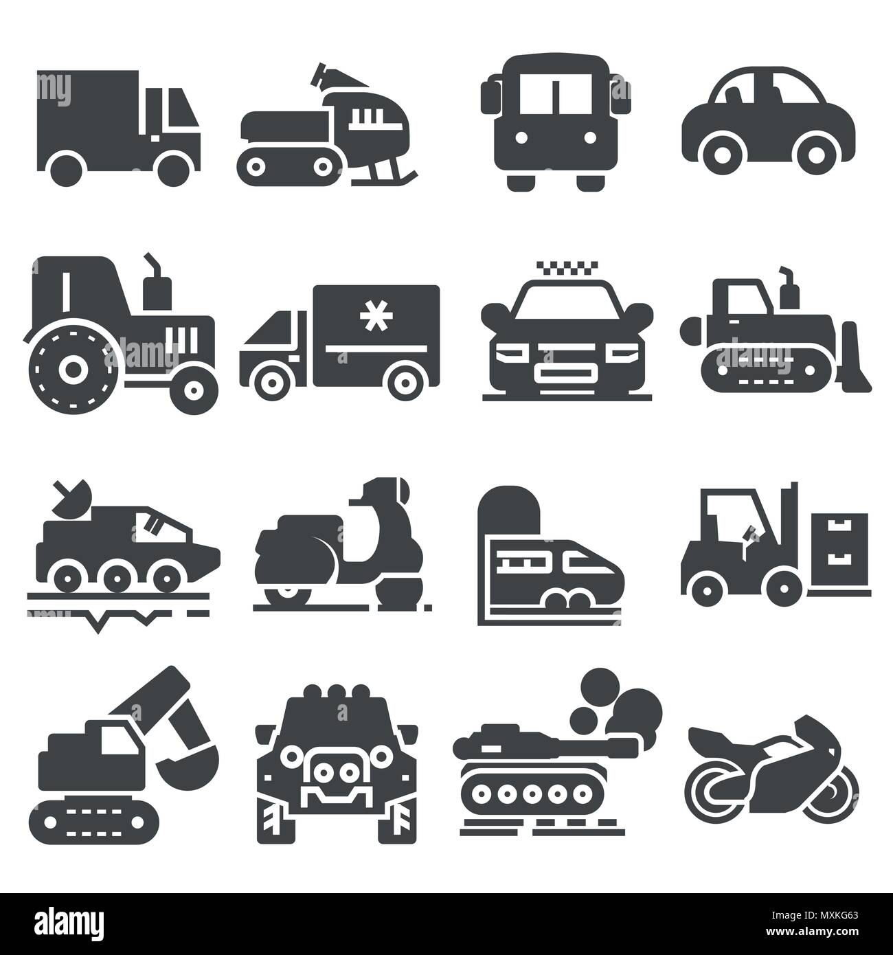 Vector schwarz Fahrzeuge Symbole auf weißem Hintergrund Stock-Vektorgrafik  - Alamy