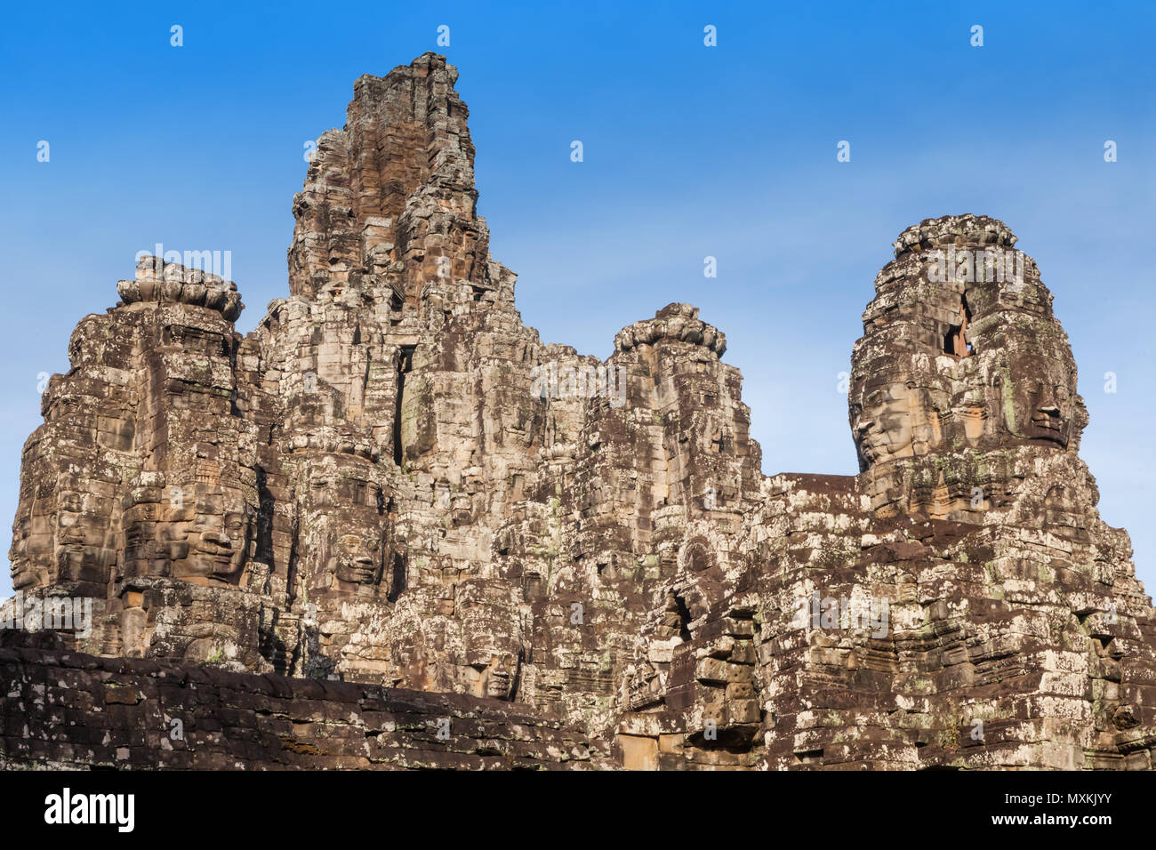 SIEM REAP - Januar 04, 2015: Historische Ruinen von Bayon Tempel in Angkor Komplex in der Nähe von Am 04 Januar, 2015 in Siem Reap, Kambodscha. Stockfoto