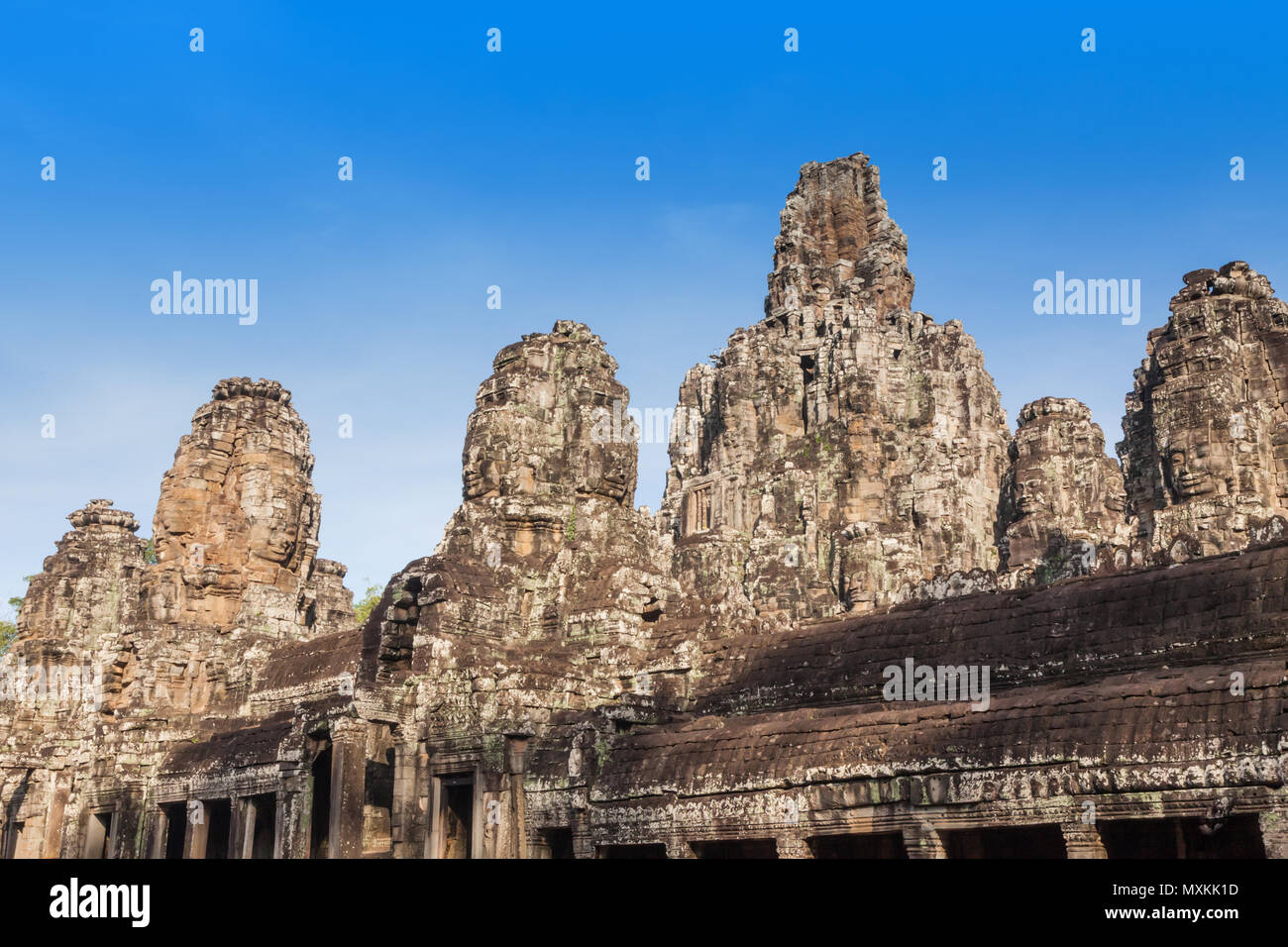 SIEM REAP - Januar 04, 2015: Historische Ruinen von Bayon Tempel in Angkor Komplex in der Nähe von Am 04 Januar, 2015 in Siem Reap, Kambodscha. Stockfoto