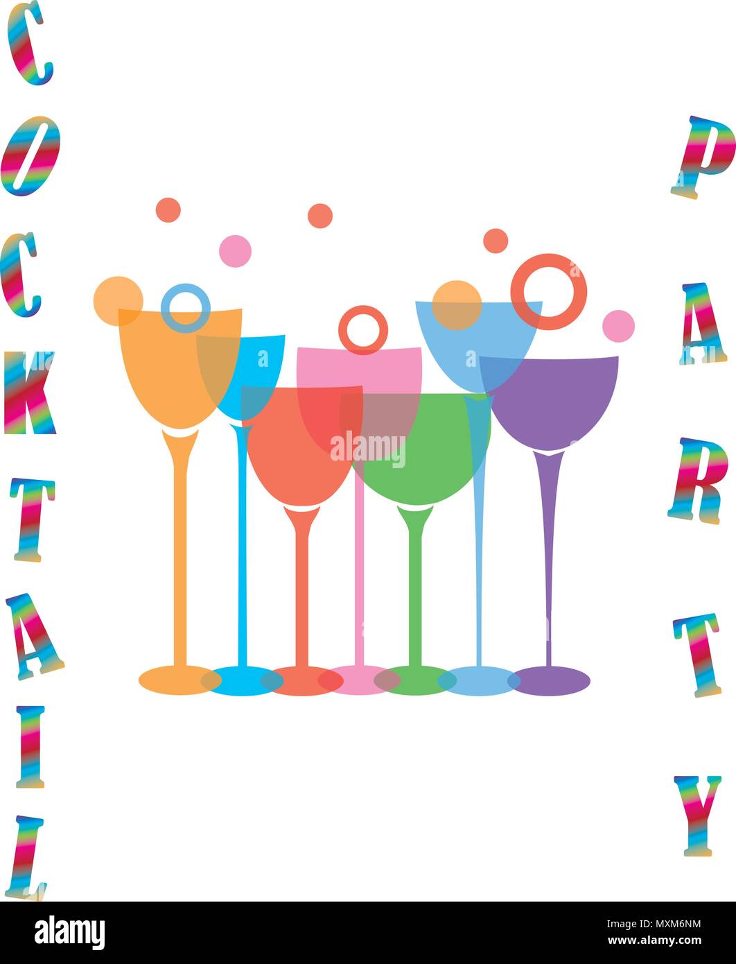 Vector Illustration der Cocktail Party mit Weingläsern Stock Vektor