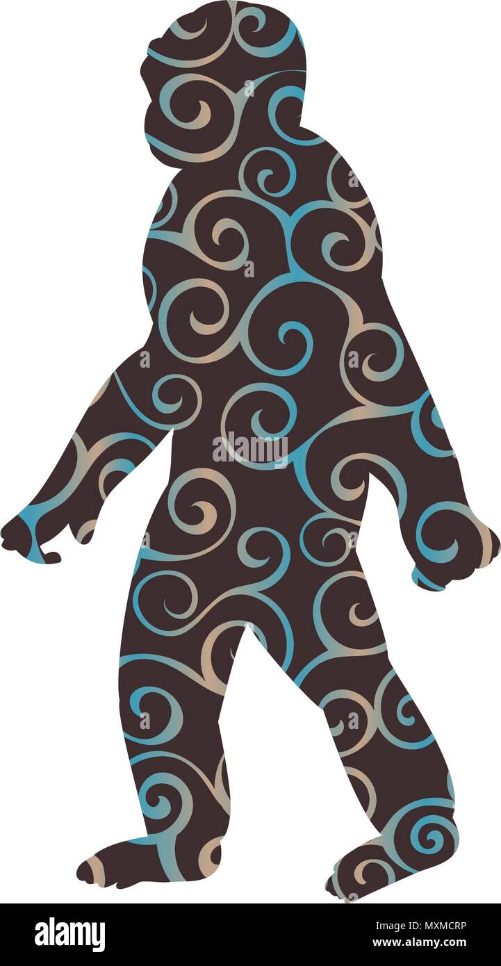 Yeti Schnee mann Muster silhouette Legende Stock Vektor