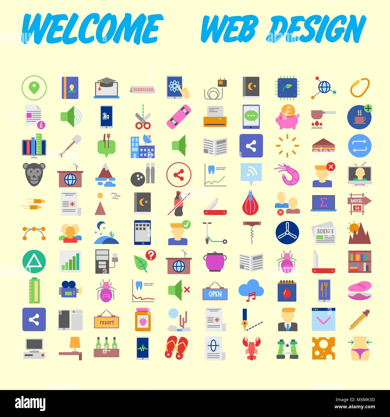 Trendy flache Linie icon Pack für Designer und Entwickler. Symbole für soziale Medien, soziale Netzwerk, Kommunikation, Digital Marketing, für Websites und Mo Stock Vektor