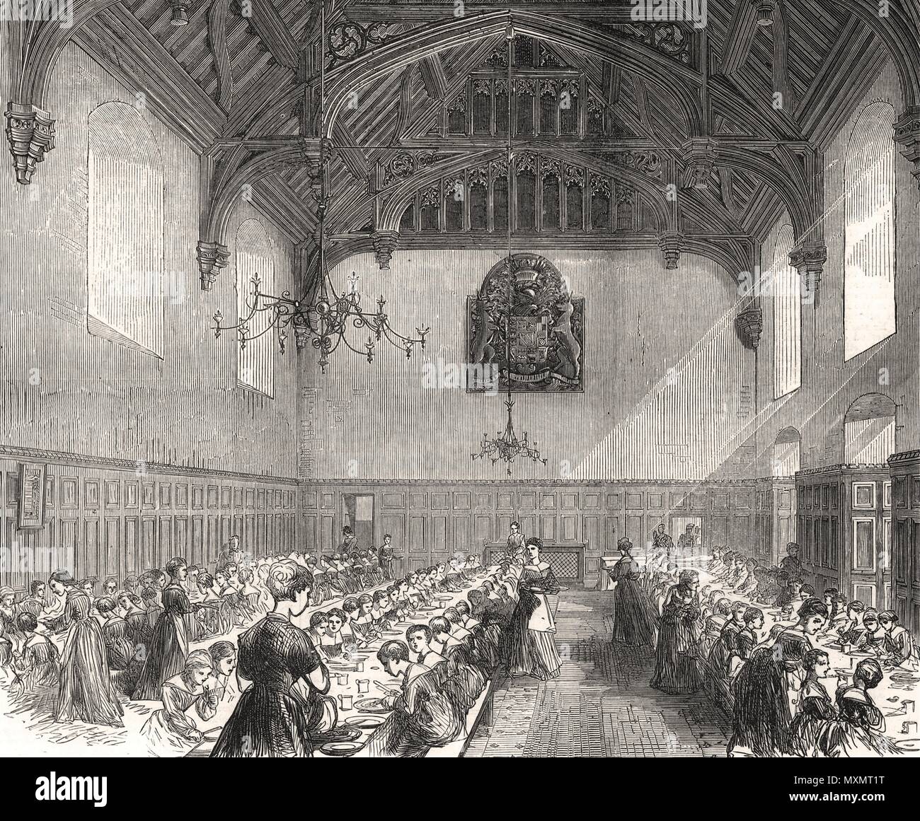 Der Speisesaal, weibliche Orphan Asyl, Beddington, Surrey. London 1875. Die Illustrated London News Stockfoto