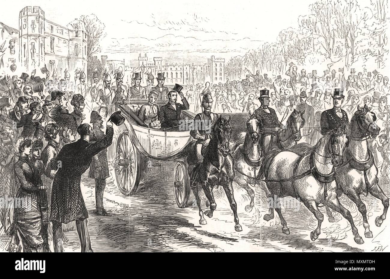 Windsor Royal Wedding Prinz Leopold Prinzessin Helena von Waldeck-Pyrmont 1882. Die Illustrated London News Stockfoto