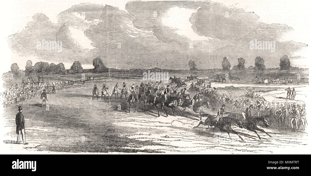 Tattenham Ecke Epsom Rennbahn. Surrey 1851. Die Illustrated London News Stockfoto