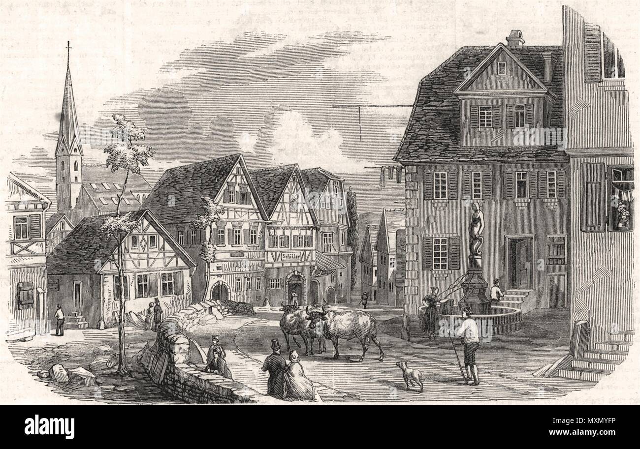 Das Haus, in dem Schiller geboren wurde, Marbach. Deutschland 1859. Die Illustrated London News Stockfoto