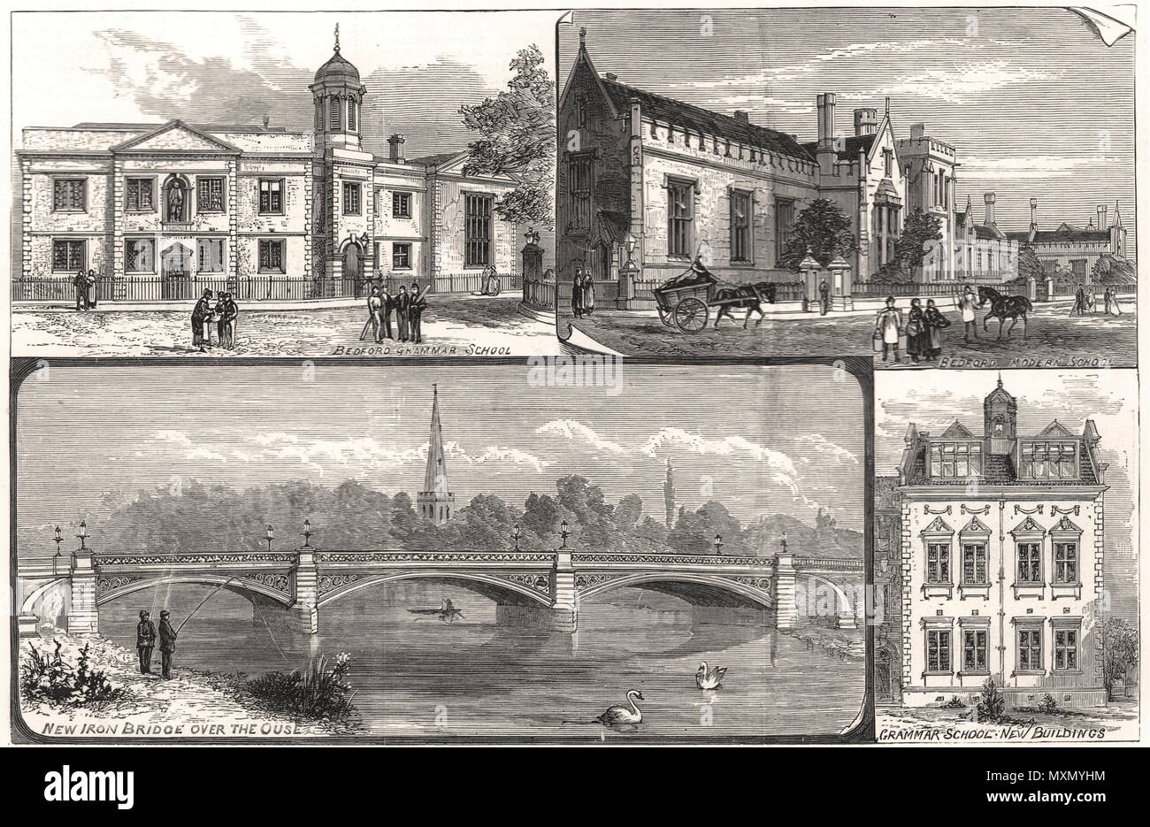 Eröffnung der neuen Brücke und zusätzliche School in Bedford. Bedfordshire 1884. Die Illustrated London News Stockfoto